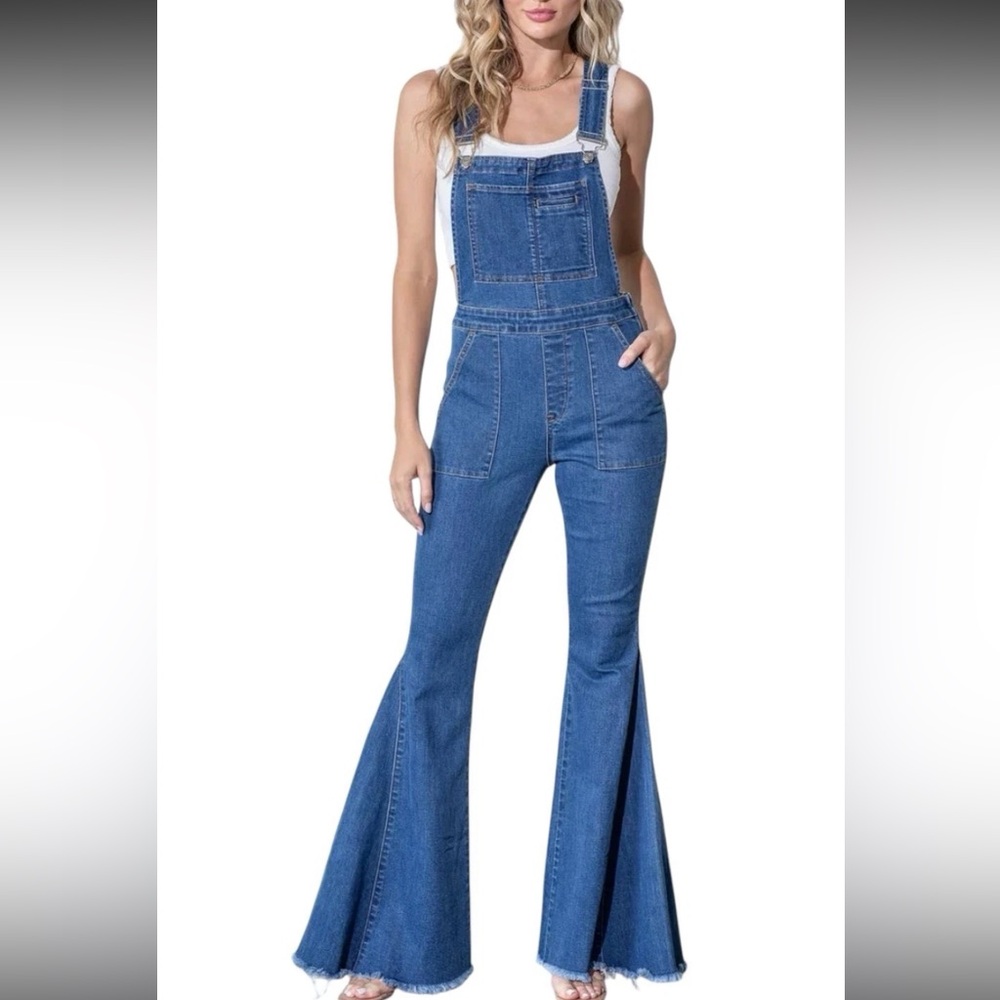 REVEROF size small Boho Denim Vintage Style Flared Bell Bottom Wide Leg Overalls